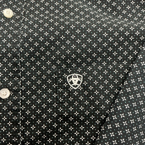 Ariat Navy Micro Geo Print Button-Down Shirt - Picture 2 of 7